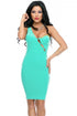 Aqua One-shoulder Hollow-out Bodycon Dress